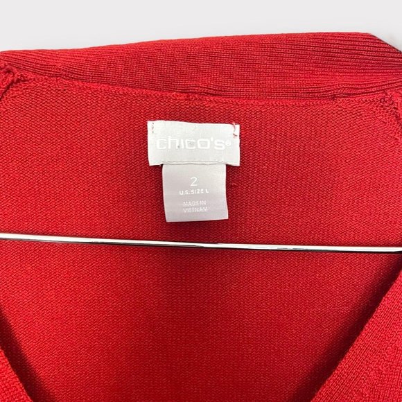Chico's Women Luxe Tie Neck Detail‎ Pullover Sweater Spiced Red Size 2 Large NWT - Picture 4 of 14
